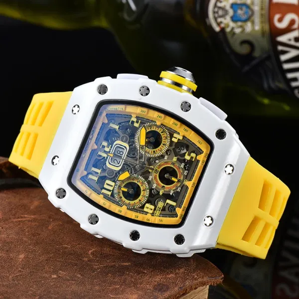 Richard Mille RM 011 White Ceramic Yellow Accents Chronograph Watch Watches - 8
