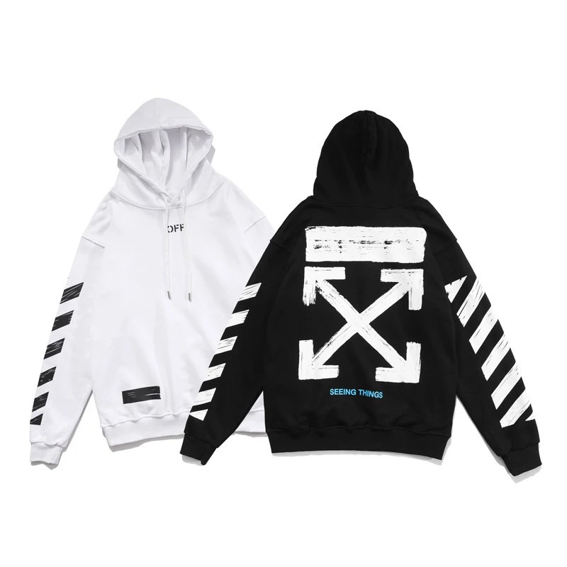 Off-White Diagonal Print Zip-Up Hoodie Black - 59