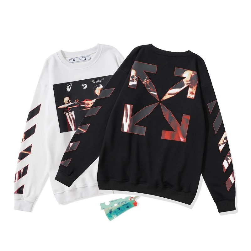 Off-White Diagonal Print Zip-Up Hoodie Black - 64