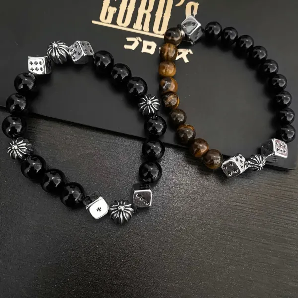 Chrome Hearts Dice and Maltese Cross Bead Bracelet Black Jewelry - 3