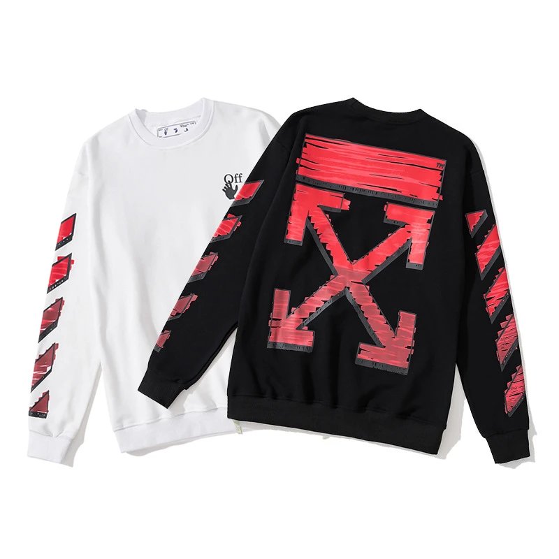 Off-White Diagonal Print Zip-Up Hoodie Black - 66
