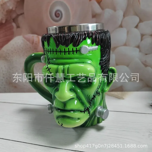 Design Frankenstein Monster Head Mug Green Ceramic Novelty Drinkware Accessories - 8