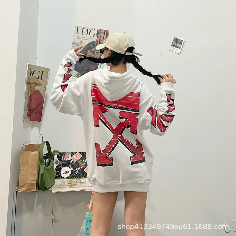 Off-White Diagonal Print Zip-Up Hoodie Black - 15