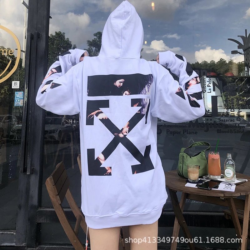 Off-White Diagonal Print Zip-Up Hoodie Black - 20