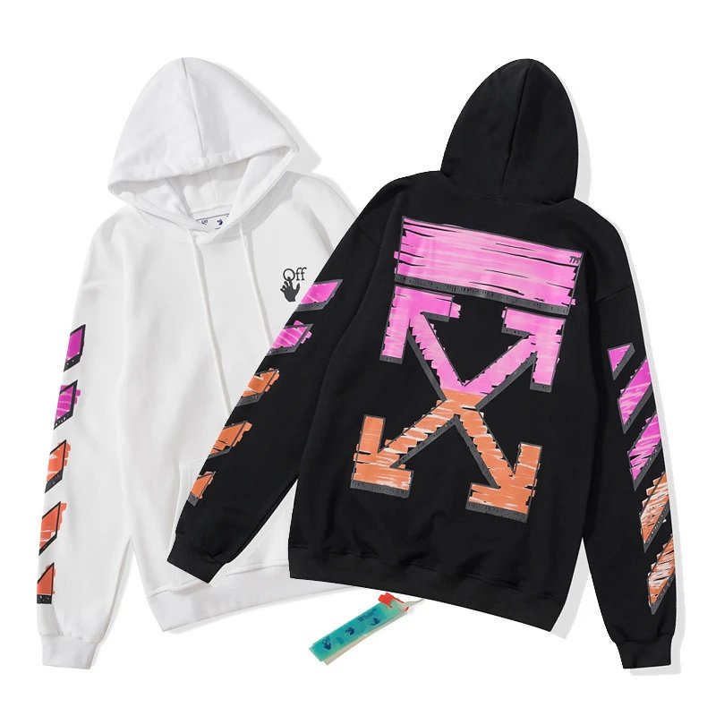 Off-White Diagonal Print Zip-Up Hoodie Black - 50