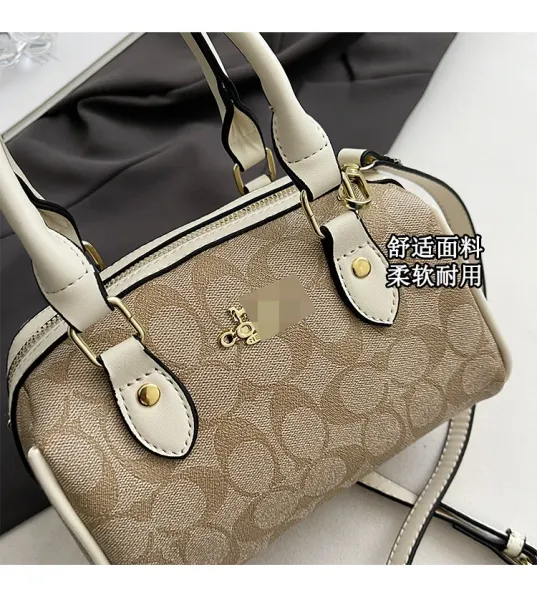 Design Cherry Print Boston Bag Pink Handbag - 5
