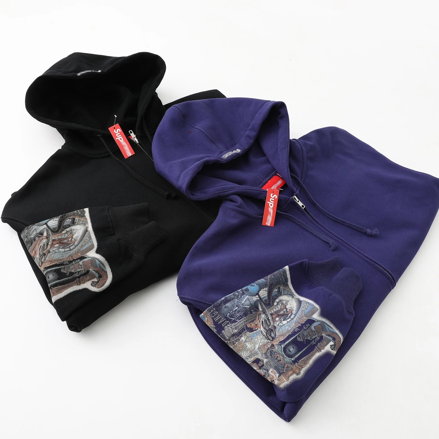 Supreme Michael Jackson Sleeve Print Zip-Up Hoodie Black - 18