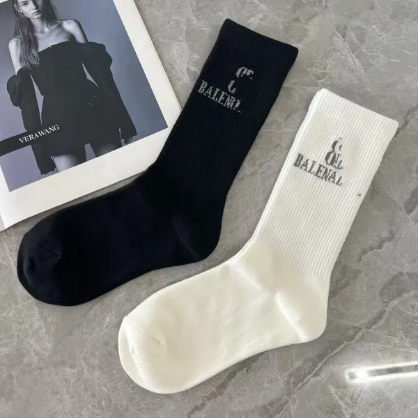 Balenciaga BB Logo Crew Socks White - 4