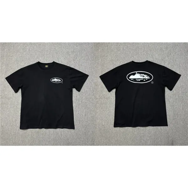 Design Oval Logo Graphic T-Shirt Black Tops.t Shirts - 1