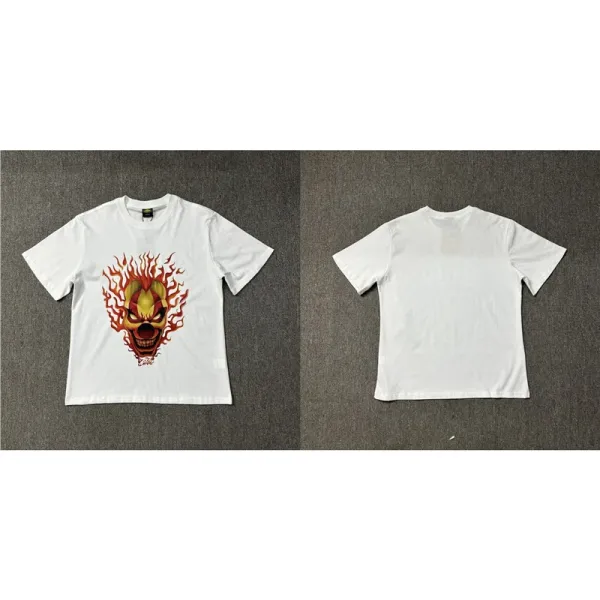 Design Flame Skull Graphic T-Shirt White Tops.t Shirts - 1