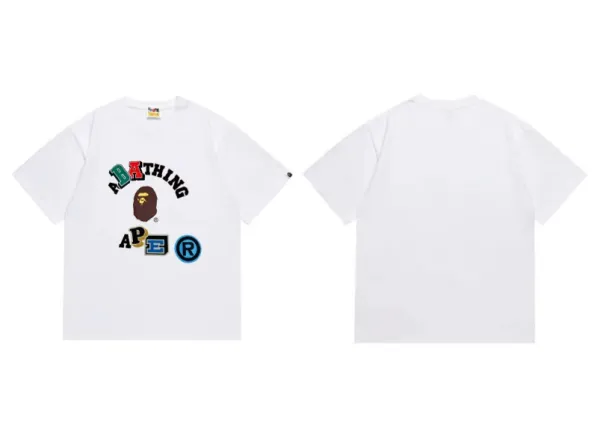 A Bathing Ape Logo Print White T-Shirt - 1