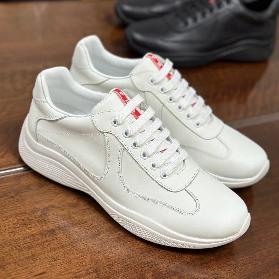 Prada Linea Rossa Runner White Gray Sneakers - 7