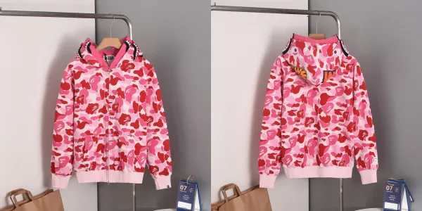 A Bathing Ape ABC Camo Full-Zip Hoodie Pink Red - 1