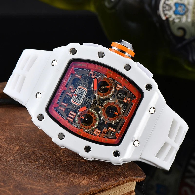 Richard Mille RM 011 White Ceramic Chronograph Orange Accents Watch Watches