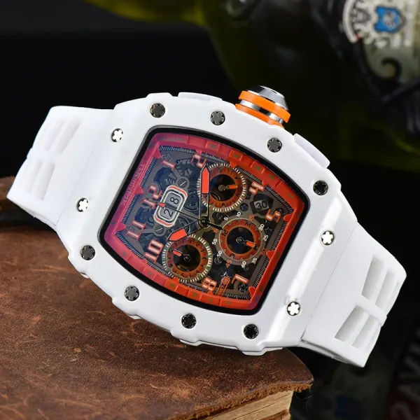 Richard Mille RM 011 White Ceramic Yellow Accents Chronograph Watch Watches - 15