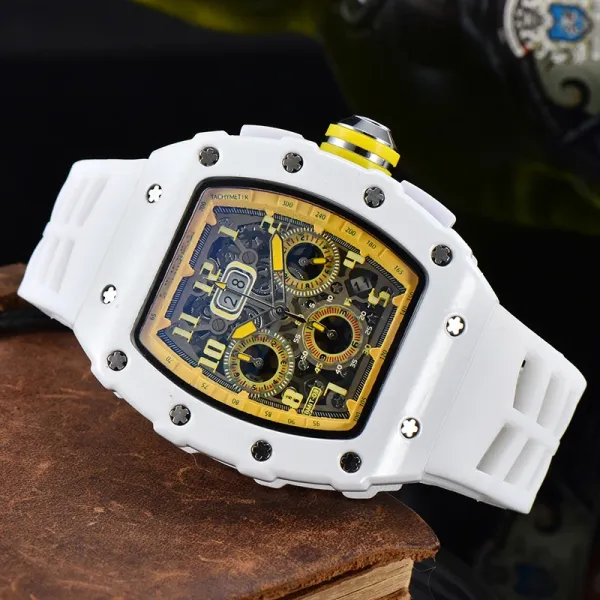 Richard Mille RM 011 White Ceramic Yellow Accents Chronograph Watch Watches - 16