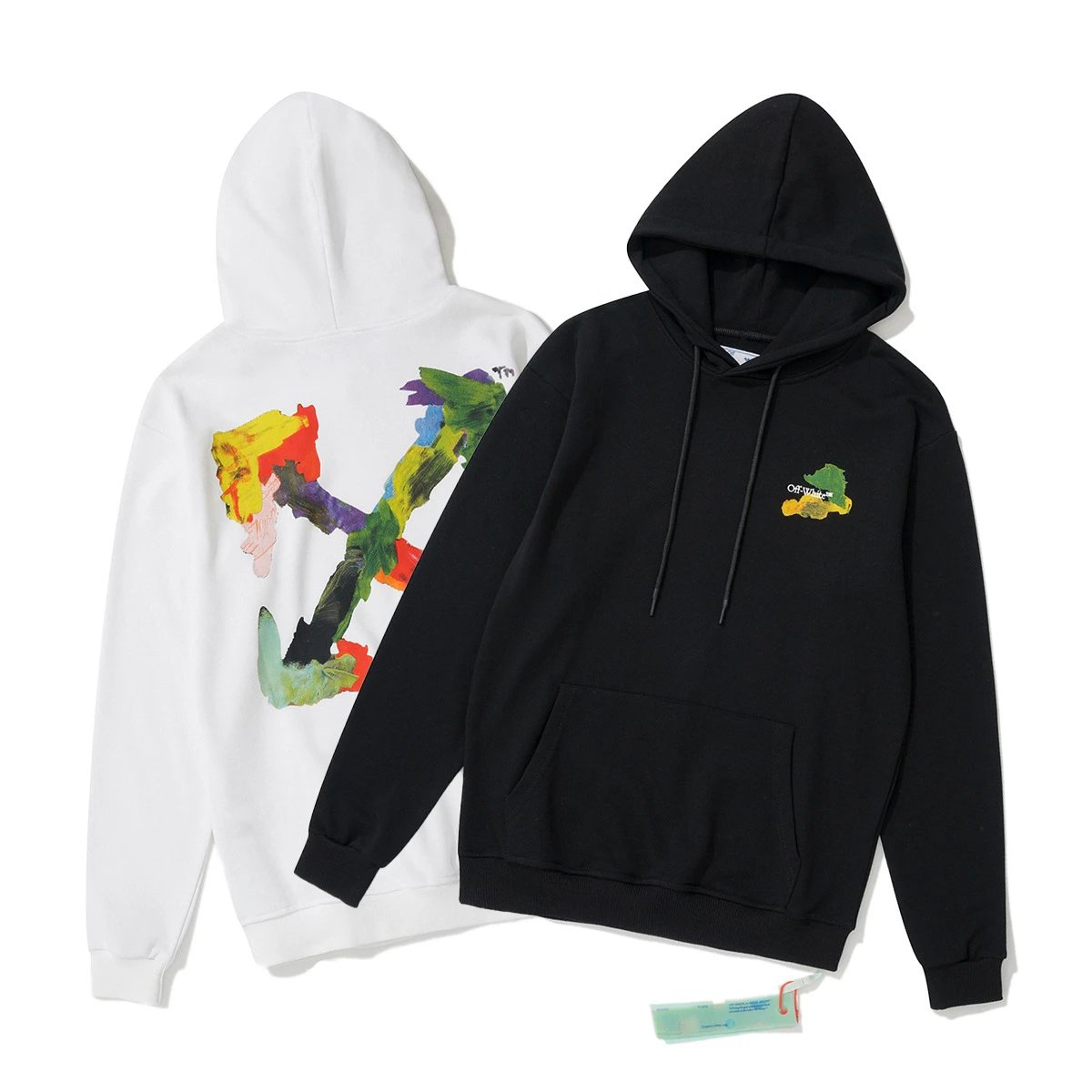 Off-White Diagonal Print Zip-Up Hoodie Black - 33