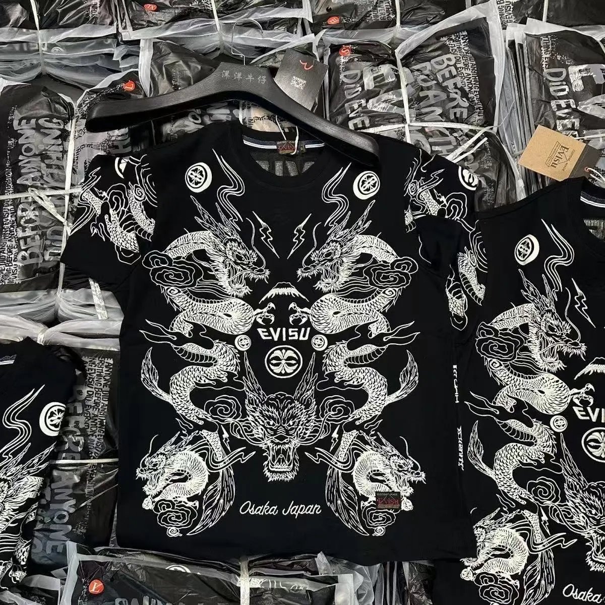 Evisu Dragon Print Black T-Shirt - 5