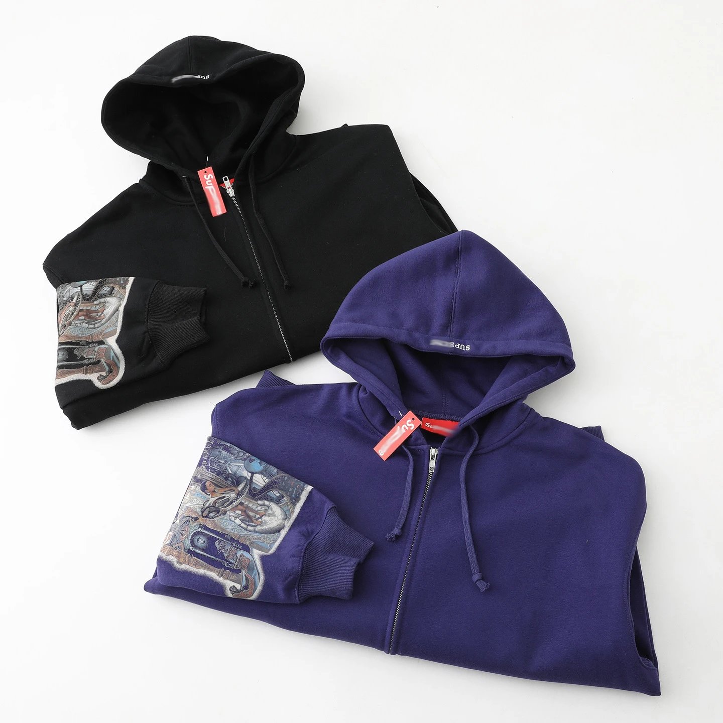 Supreme Michael Jackson Sleeve Print Zip-Up Hoodie Black - 17