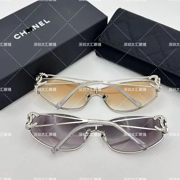 Chanel CC Logo Sunglasses Gradient Brown Silver Frame - 6