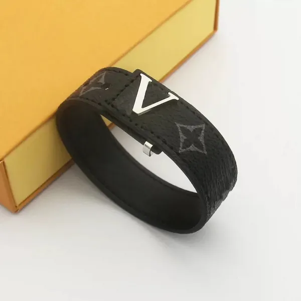 Valentino VLogo Leather Bracelet Black Accessories Jewelry - 7