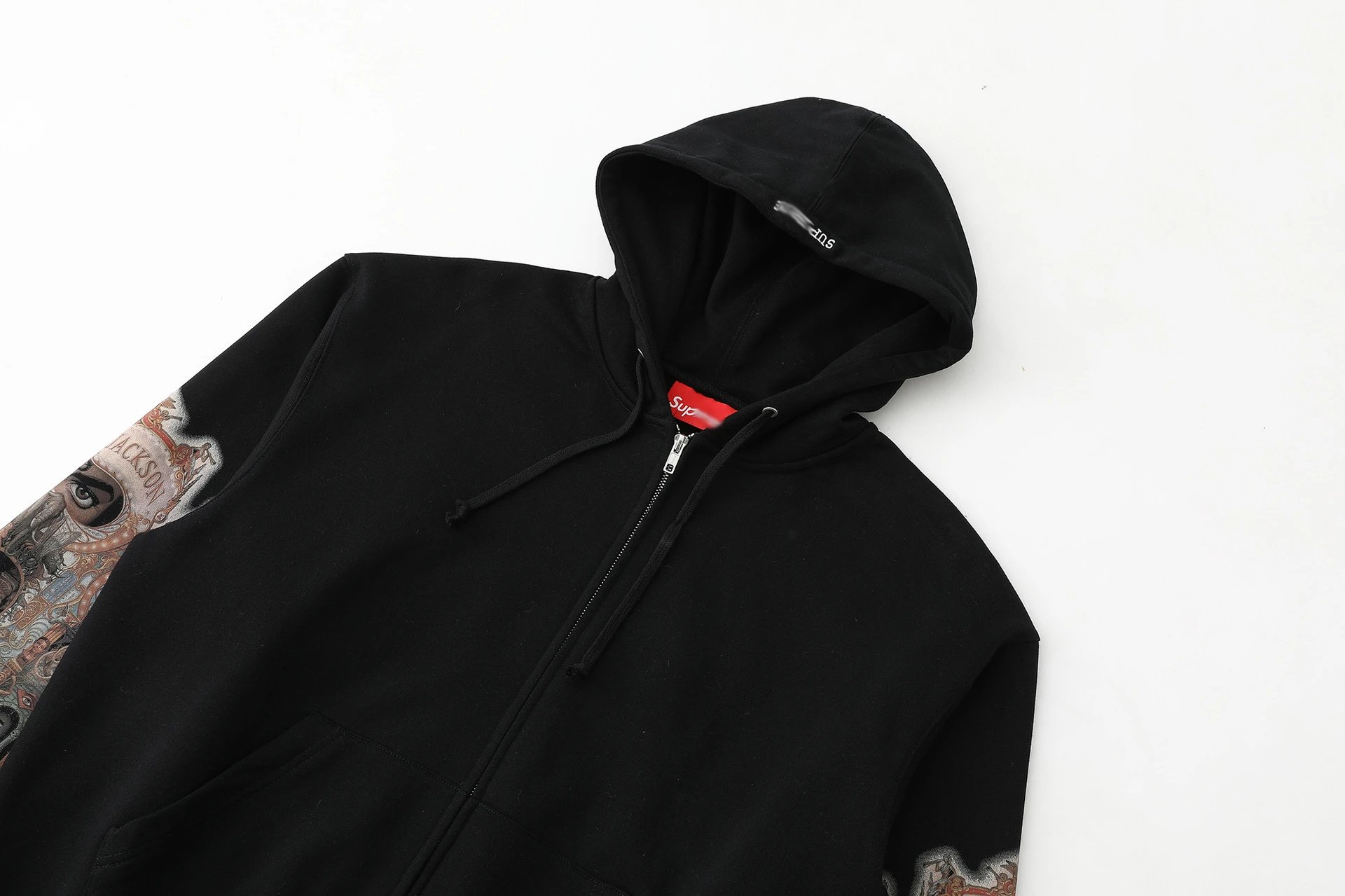 Supreme Michael Jackson Sleeve Print Zip-Up Hoodie Black - 15