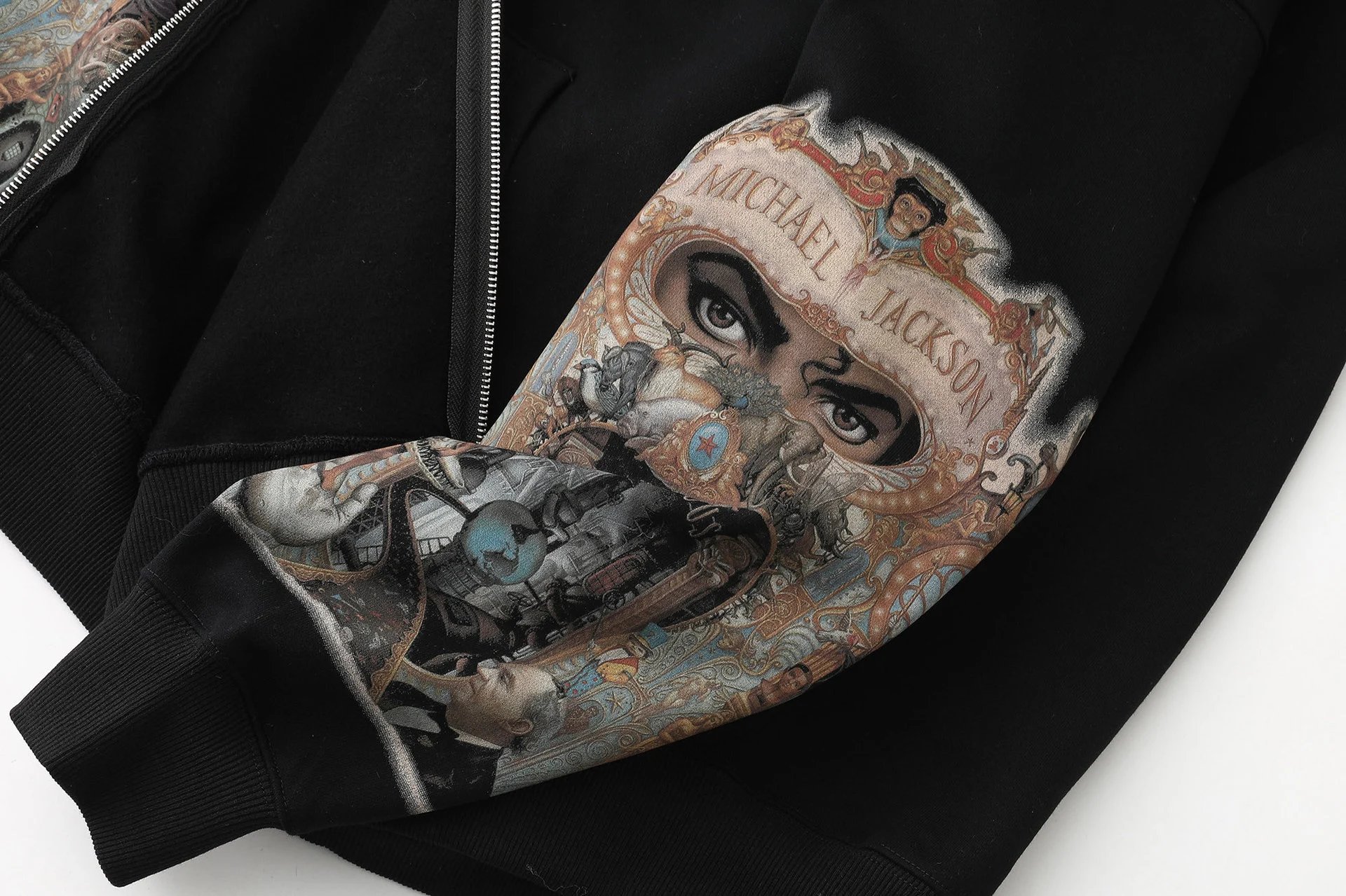 Supreme Michael Jackson Sleeve Print Zip-Up Hoodie Black - 22