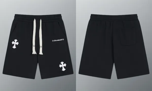 Chrome Hearts Cross Embroidered Drawstring Shorts Black - 1