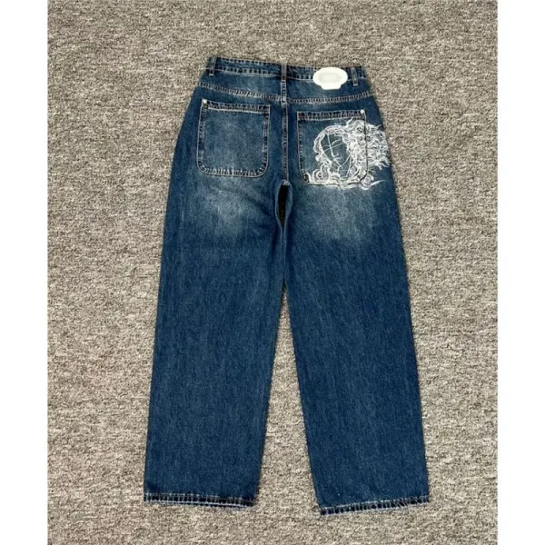 Design Embroidered Graphic Jeans Blue - 1