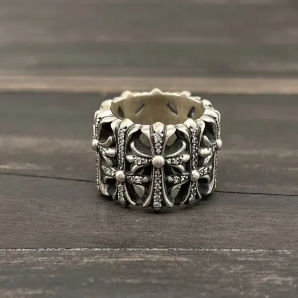 Chrome Hearts Cross Motif Wide Band Ring Silver Jewelry - 1