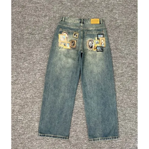 Design Patchwork Denim Jeans Blue - 1