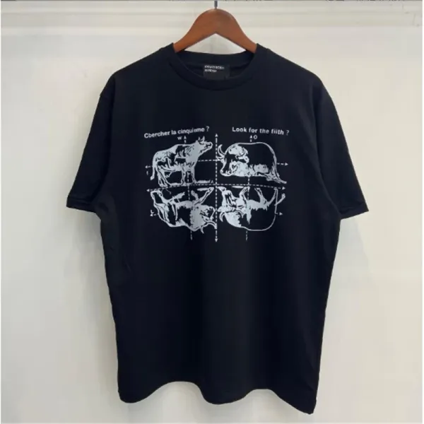 Design 'Five Cows' Graphic Print Black T-Shirt - 1