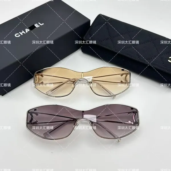 Chanel CC Logo Sunglasses Gradient Brown Silver Frame - 5