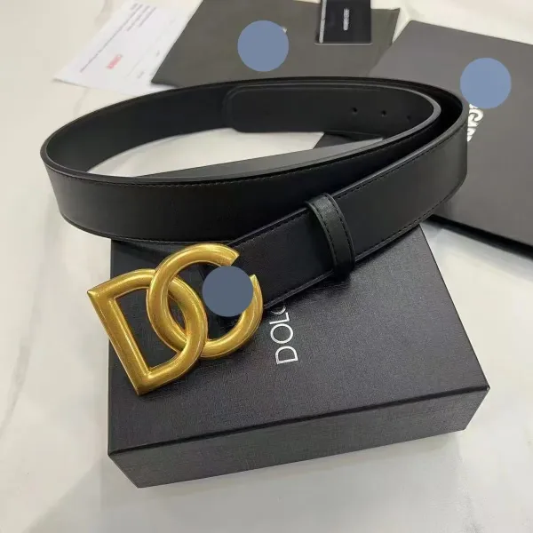 Dolce & Gabbana DG Logo Buckle Leather Belt Black - 1