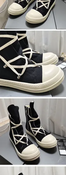 Rick Owens DRKSHDW Ramones Boots Off-White Canvas - 5
