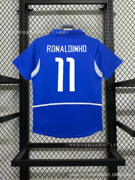 Design Ronaldinho #11 Brazil Fan Jersey Blue Jersey - 1