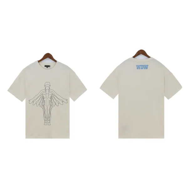 Design WDW Abstract Figure Outline T-Shirt Beige T-Shirts - 1