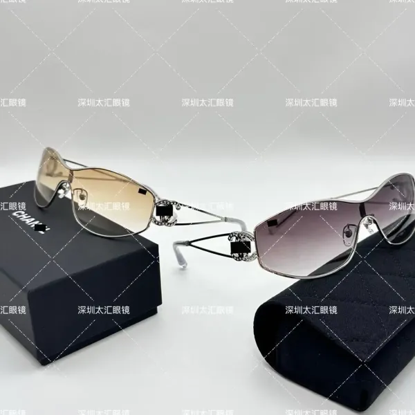 Chanel CC Logo Sunglasses Gradient Brown Silver Frame - 7