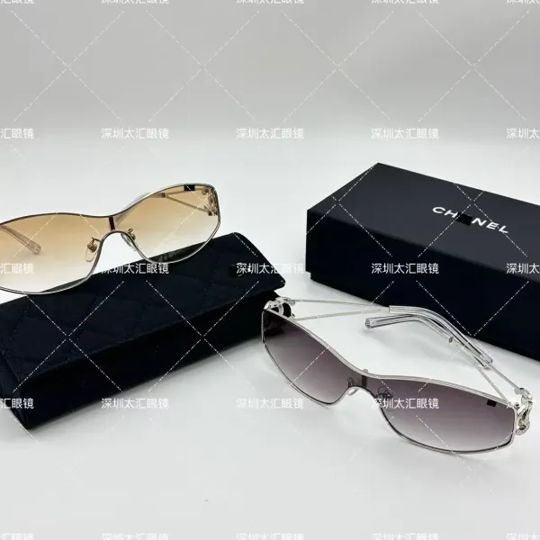 Chanel CC Logo Sunglasses Gradient Brown Silver Frame - 9