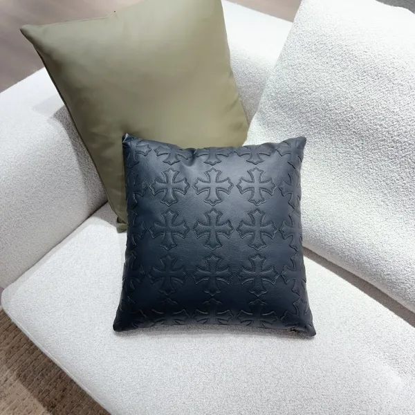 Chrome Hearts Cross-Embossed Leather Pillow Black Accessories - 1