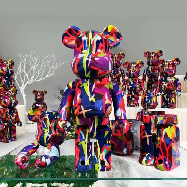 Medicom Toy BEARBRICK Multicolor Abstract Paint Splatter Collectible Figure Accessories - 1