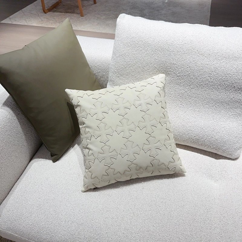 Cross Motif Embossed Pillow Beige Accessories