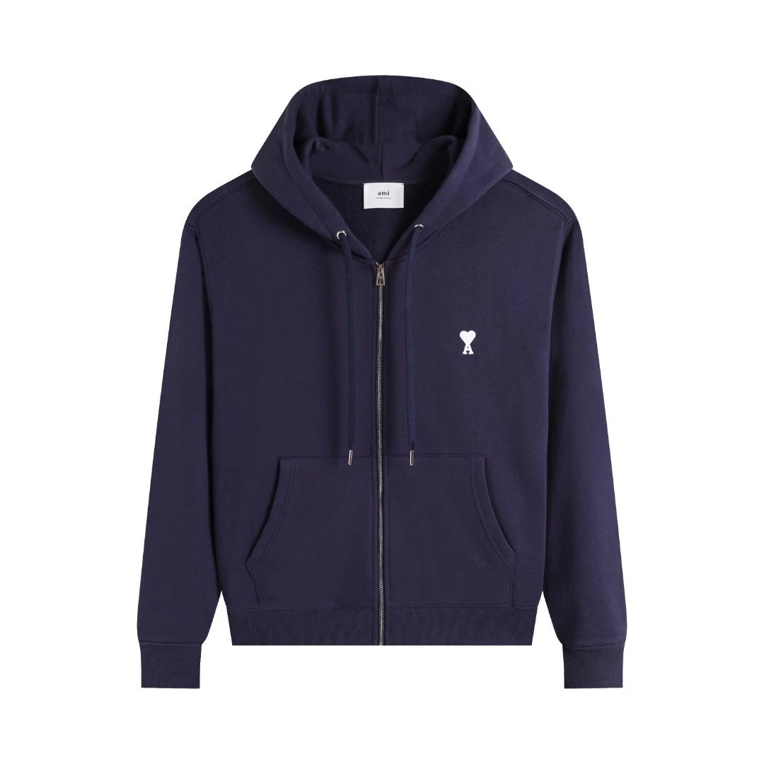 407 navy blue zipper cardigan