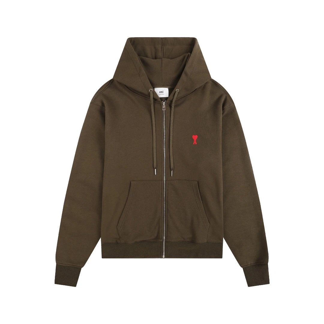 403 Brown [Small Heart Zipper cardigan]