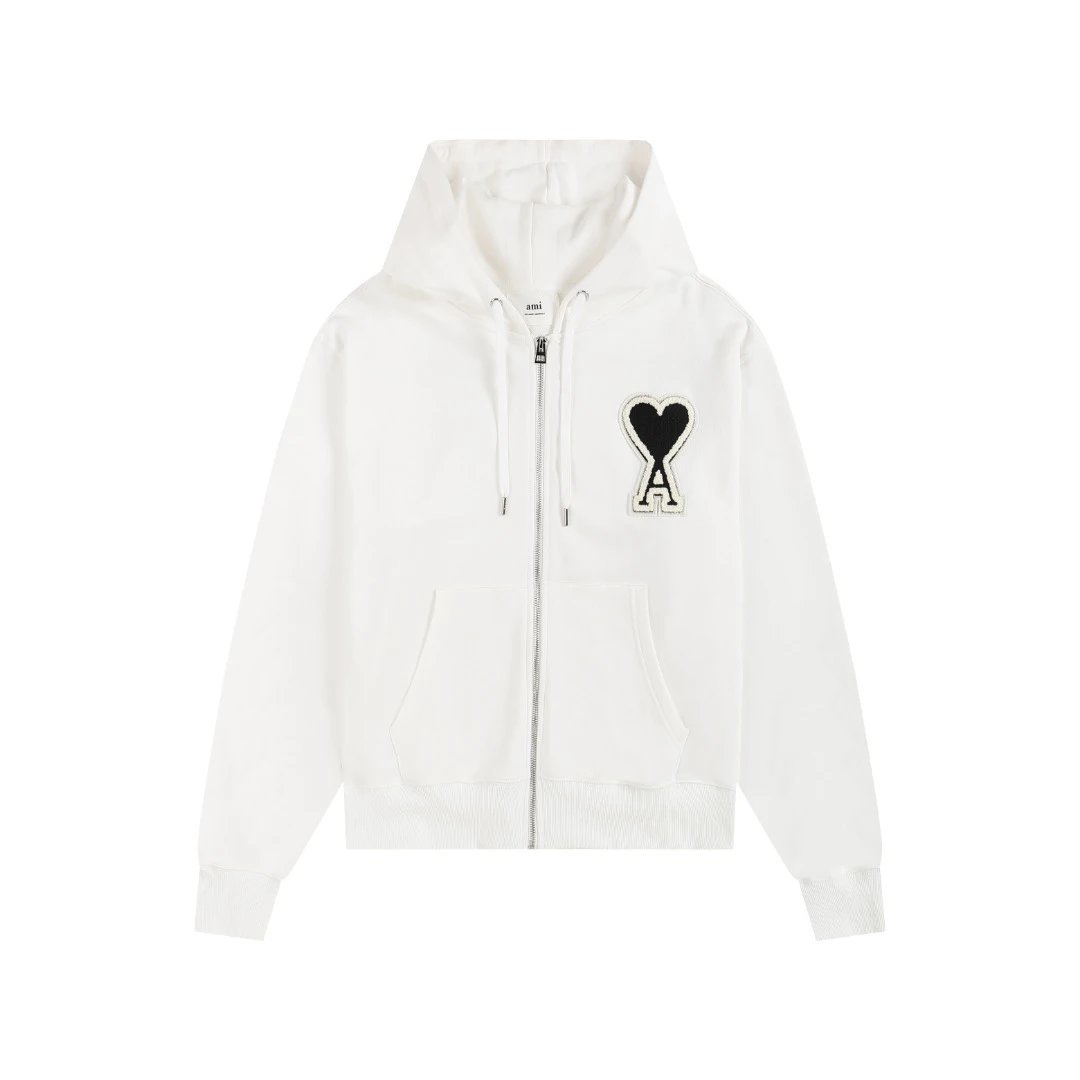 404 white and black [big heart zipper cardigan]