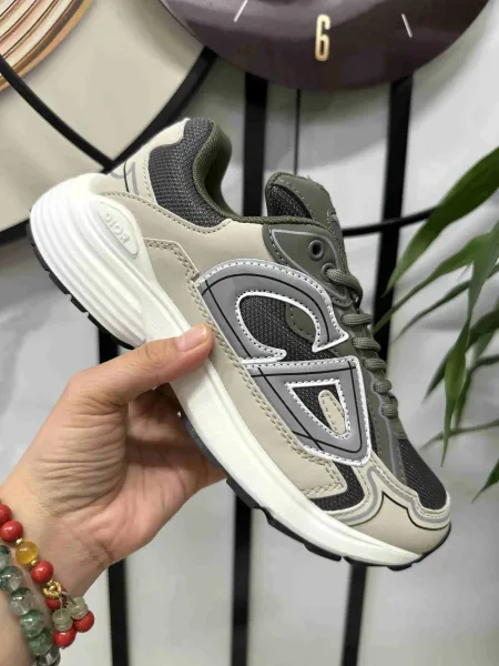 Dior B23 Low Beige Olive Green Chunky Sneakers - 1