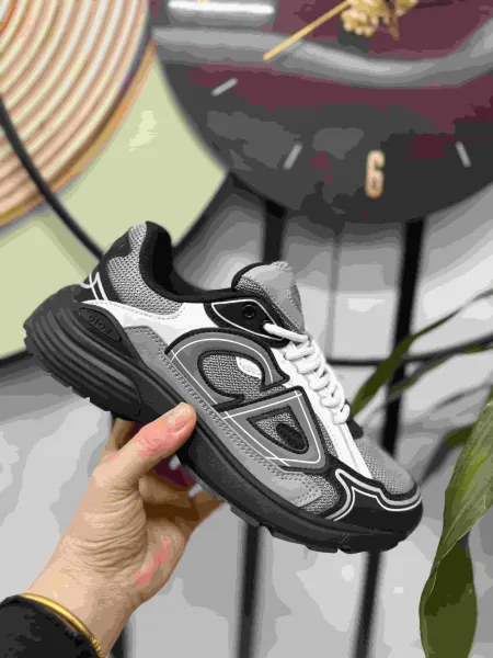 Dior B23 Low White Gray Black Sneakers - 1