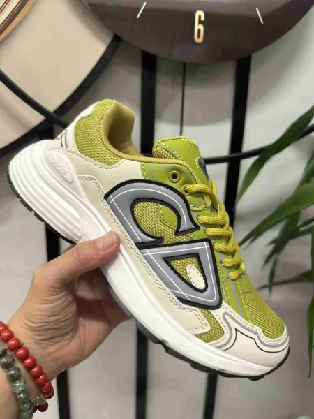 Dior B23 Low Lime Green Mesh Sneakers - 1