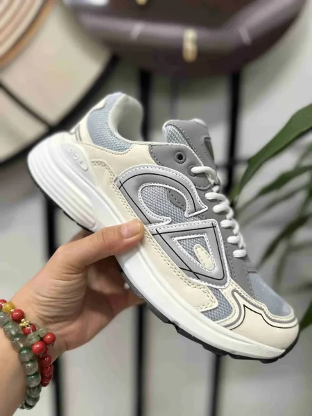 Dior B23 Low Beige Gray Sneakers - 1