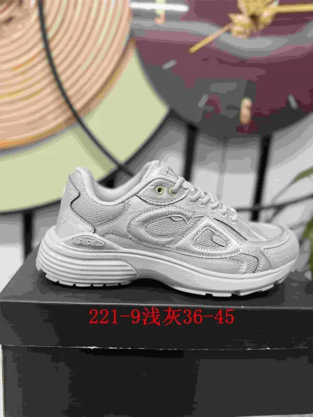 Dior B23 Low Light Gray Chunky Sneakers - 1